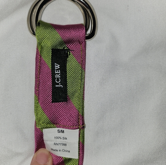 J. Crew Silk Pink Green Belt - Picture 2 of 7